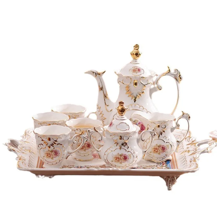 Juego de café europeo, juego de té de la tarde inglés, taza de café de té perfumado con plato grande