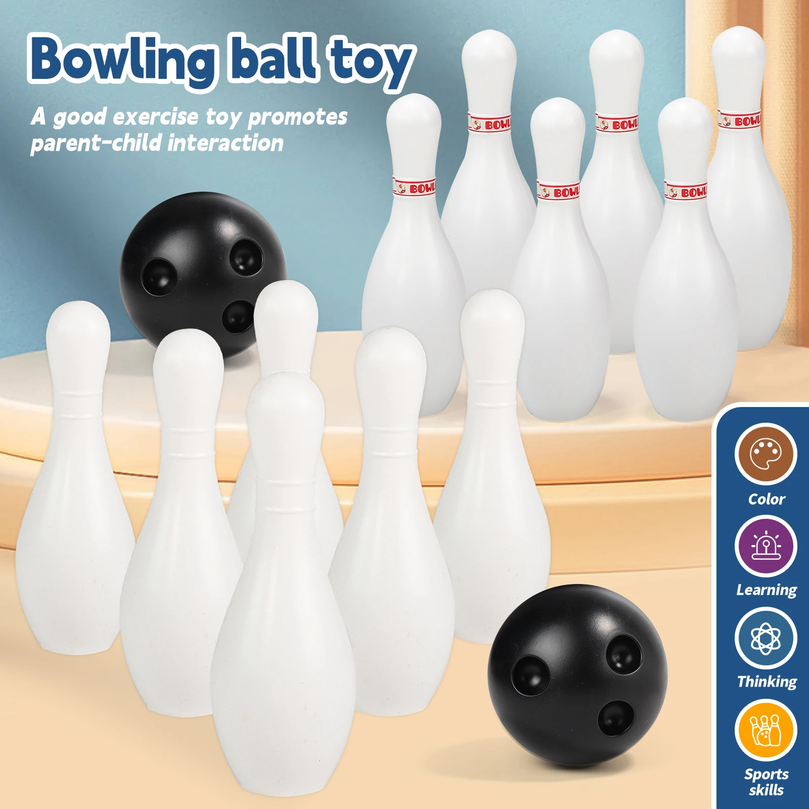 Brinquedos de boliche infantis, esportes internos e fitness, jogos competitivos para duas pessoas, 6 garrafas e 2 bolas, presentes de Natal, crianças