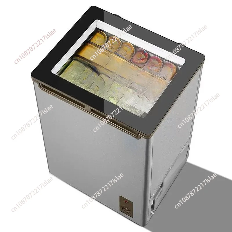 Power Saving Small Cold Storage Cabinet, Visual Glass Door Integrated Freezer Fridge Home Commercial Use