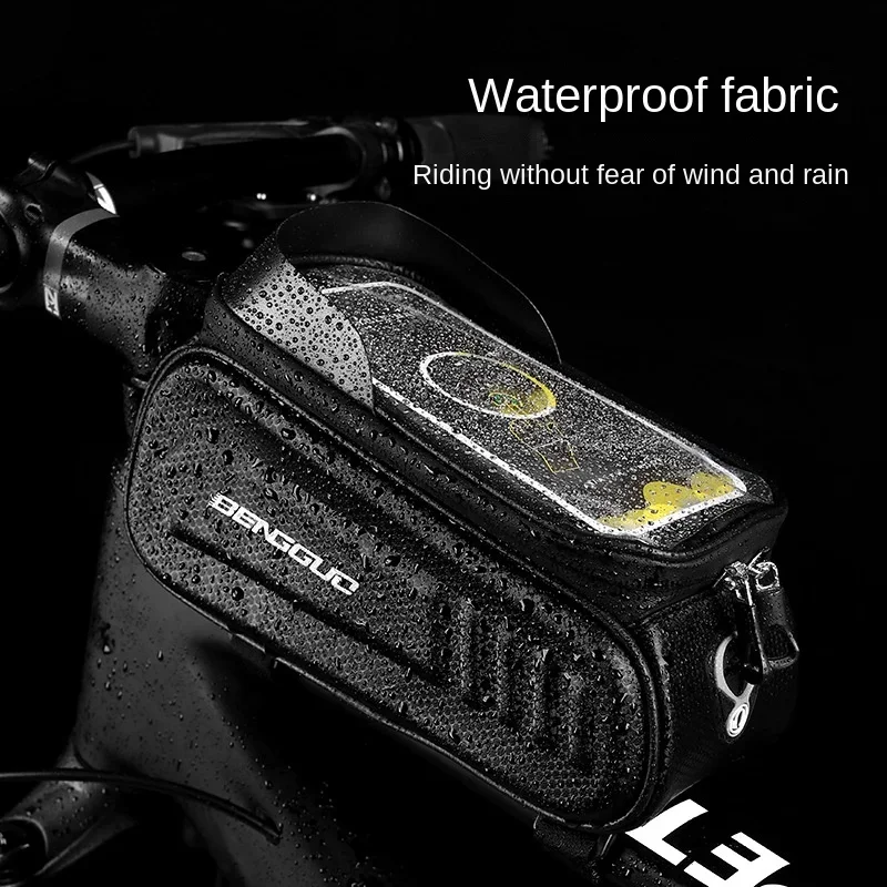 Bicycle Hard Shell Front Beam Bag Mountain Bike Touch Screen Bag Cell Phone Waterproof Saddlebag Cycling Equipment Bike Basket