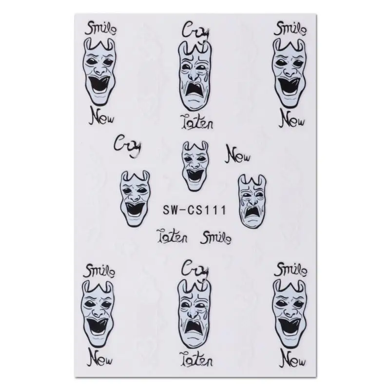 10/3/1PCS Halloween Pattern Nail Art Stickers Non-standard Abstract Mask Nail Art Streamer Nail Stickers