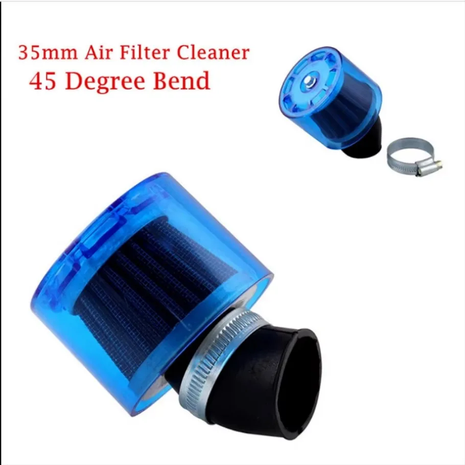 45 Degree Bend 35mm Air Filter Cleaner For 50cc 110cc 125cc Splash Proof w/Cover