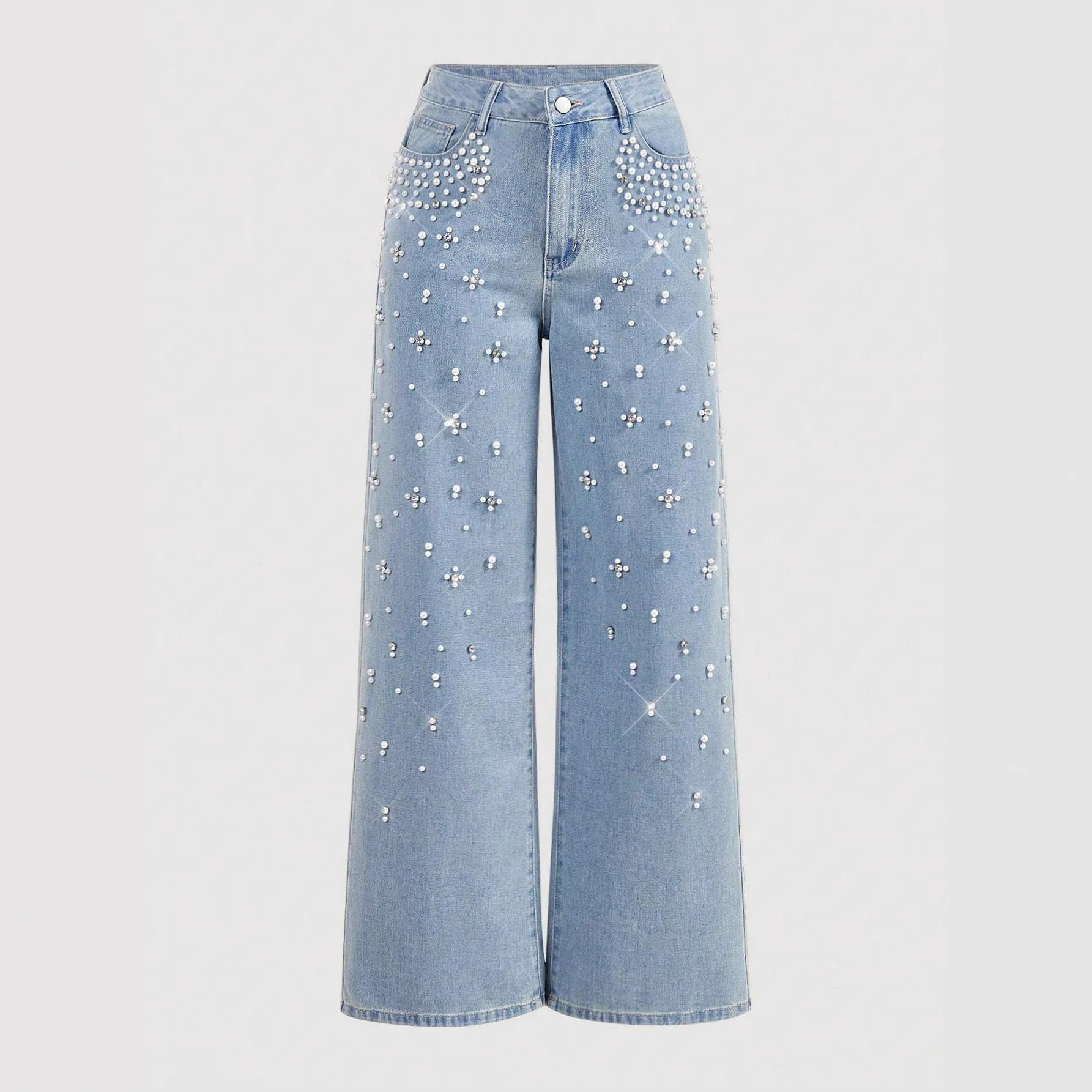 

Stylish Women's Jeans Denim Pants High Waist Tight Fit Streetwear Summer 2024 Cotton Fabric Folded Deep Light Colors