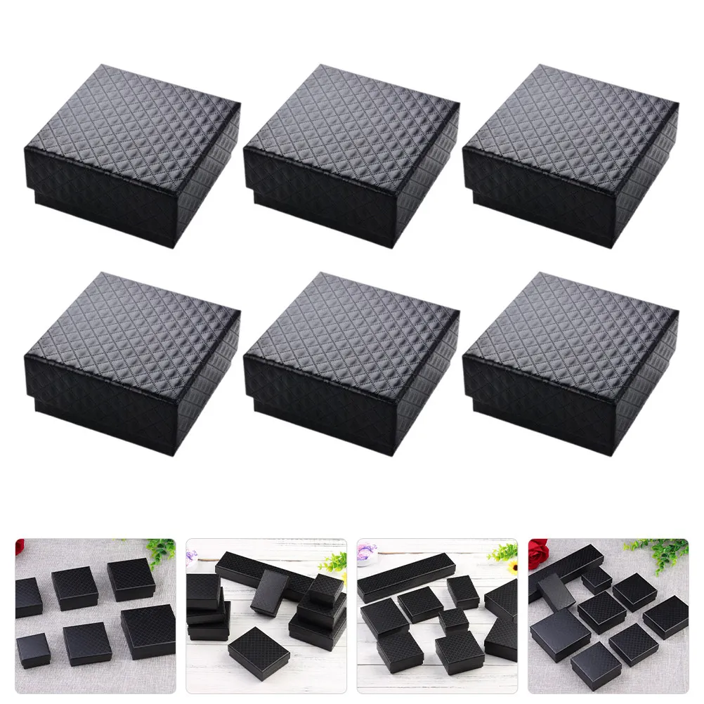 6Pcs Jewelry Gift Packaging Boxes Small Empty Ring Proposal Box with Sponge Liner Jewelry Holder Case for Necklaces Earrings