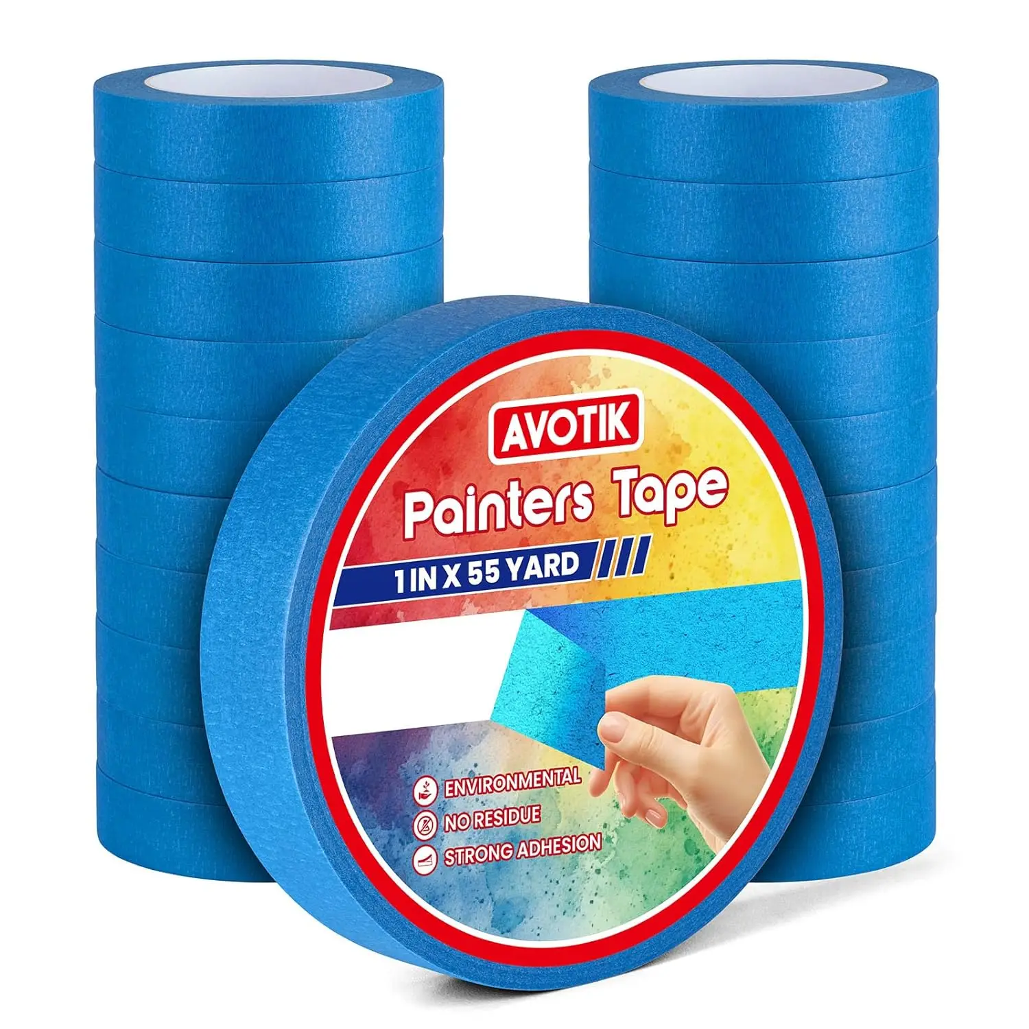 

Blue Painters Tape 20 Rolls: Masking Tape 1 Inch Wide x 55 Yards - Painter's Tape Blue Masking Tape for Walls Painting P