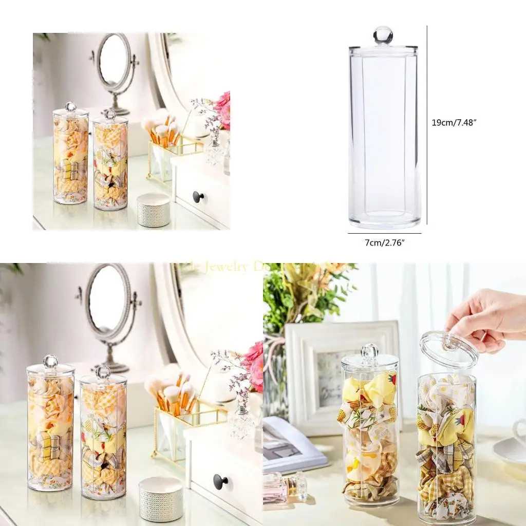 

D46E Акриловый скручивающий органайзер Организатор Clear Scrunchie Box Dust Pronate Hair Box
