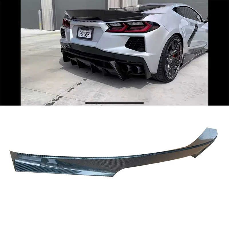 

New Style Caron Fiber Rear Spoiler for Chevrolet Corvette C8 2020-21 REAL CARBON Rear Trunk Lid Spoiler High Quality