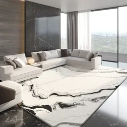 French Style Carpets for Living Room Black White Minimalist Plush Carpet Fluffy Soft Bedroom Decor Thicken Rug Luxury Lounge Mat