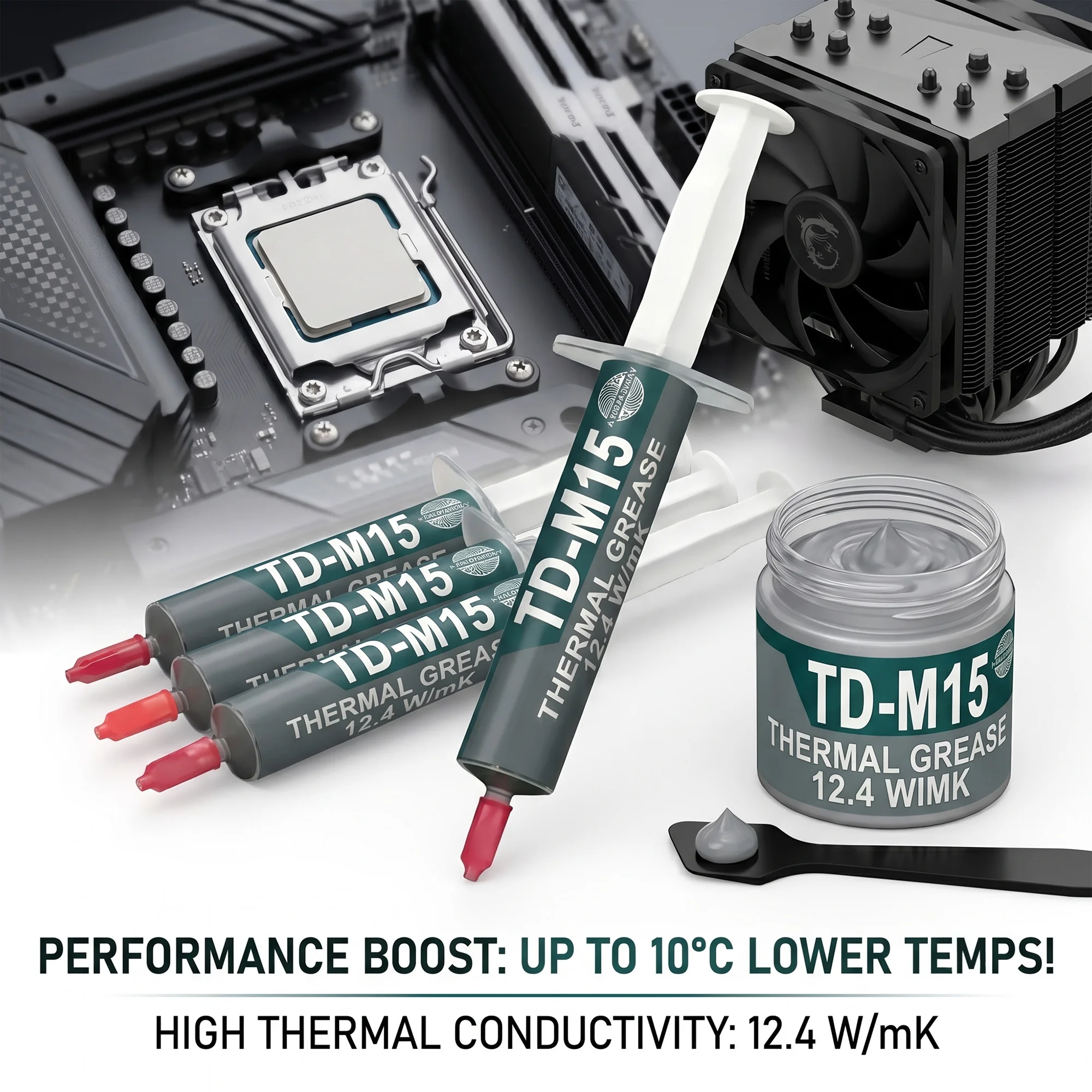 12.4W/mK High Performance CPU GPU Thermal Compound,Fast Cooling Heat Sink Grease Paste with Spatula Kit for Gaming PC PS5 Laptop