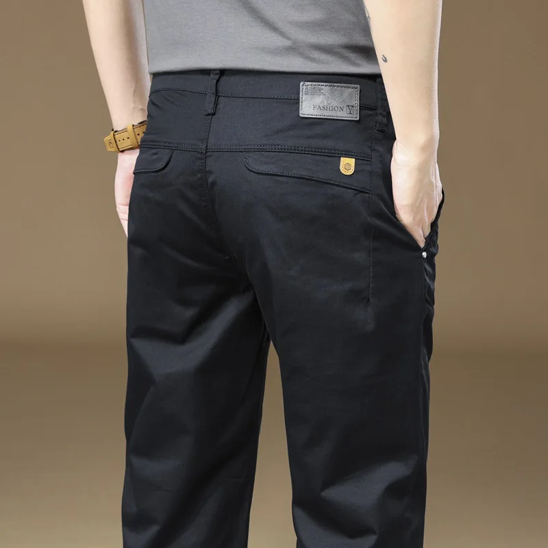2024 Autumn New Men\'s Pants 97%Cotton Solid Color Work Wear Casual Pant Wide Korean Y2k Clothing Jogger Cargo Trousers Male