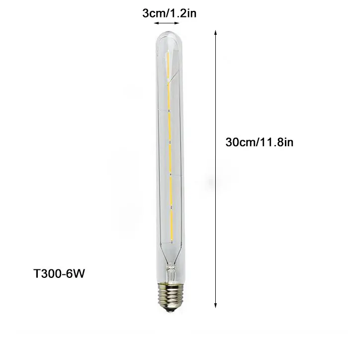 100-240V 6000K LED Filament Light Bulb 110V 120V 6500K Tubular Edison Bulbs T10 T185 T225 T30 T300 Long Tube 4W 6W 8W LED Bulb