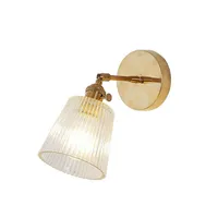 Modern Glass Wall Lamp Nordic Copper Transparent Lampshade Retro Bedroom Living Room Study wall decor