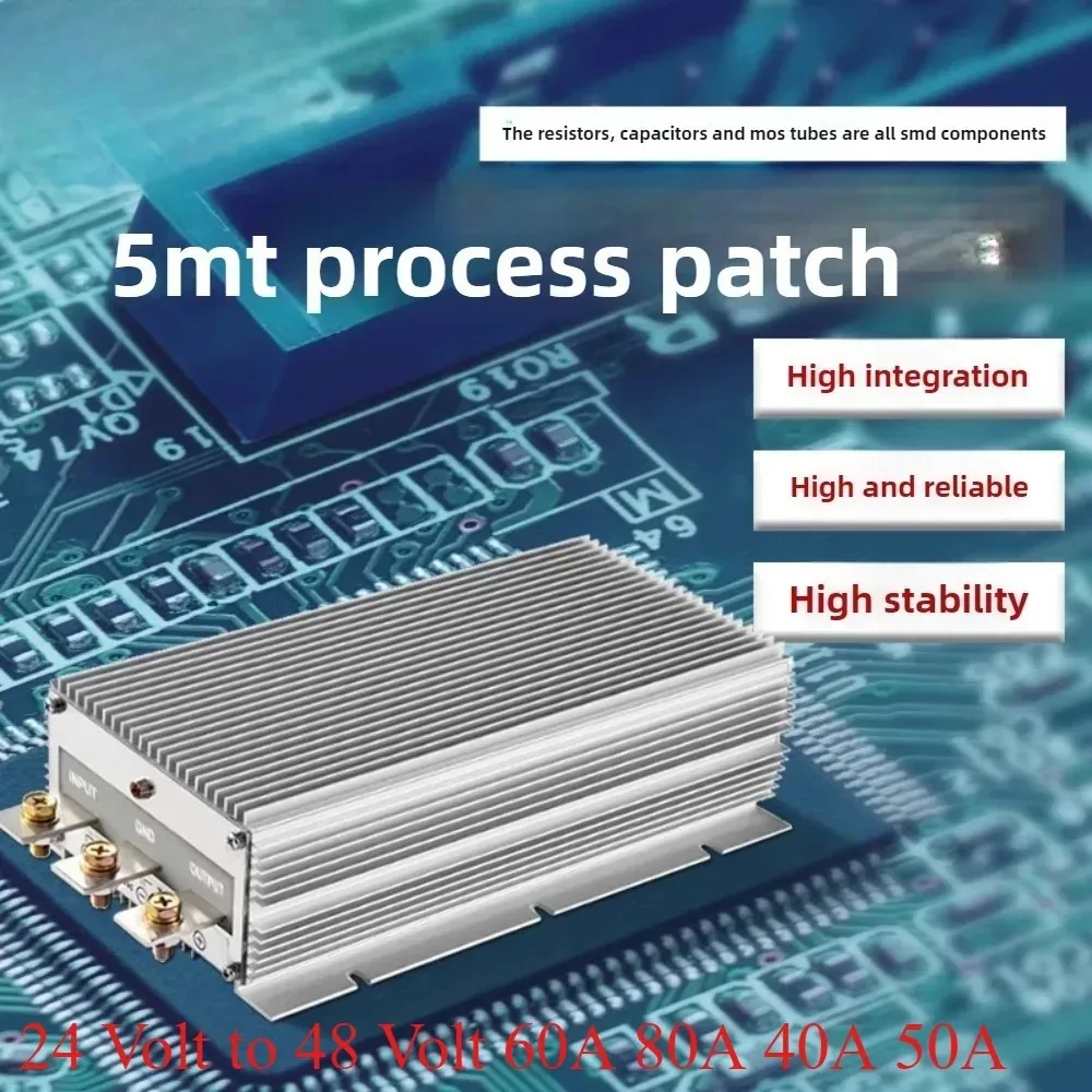 24 Volt to 48 Volt 60A 80A 40A 50A Power Supply 24V TO 48V DC Boost Module Converter 24V to 48V Step-up Voltage Regulator