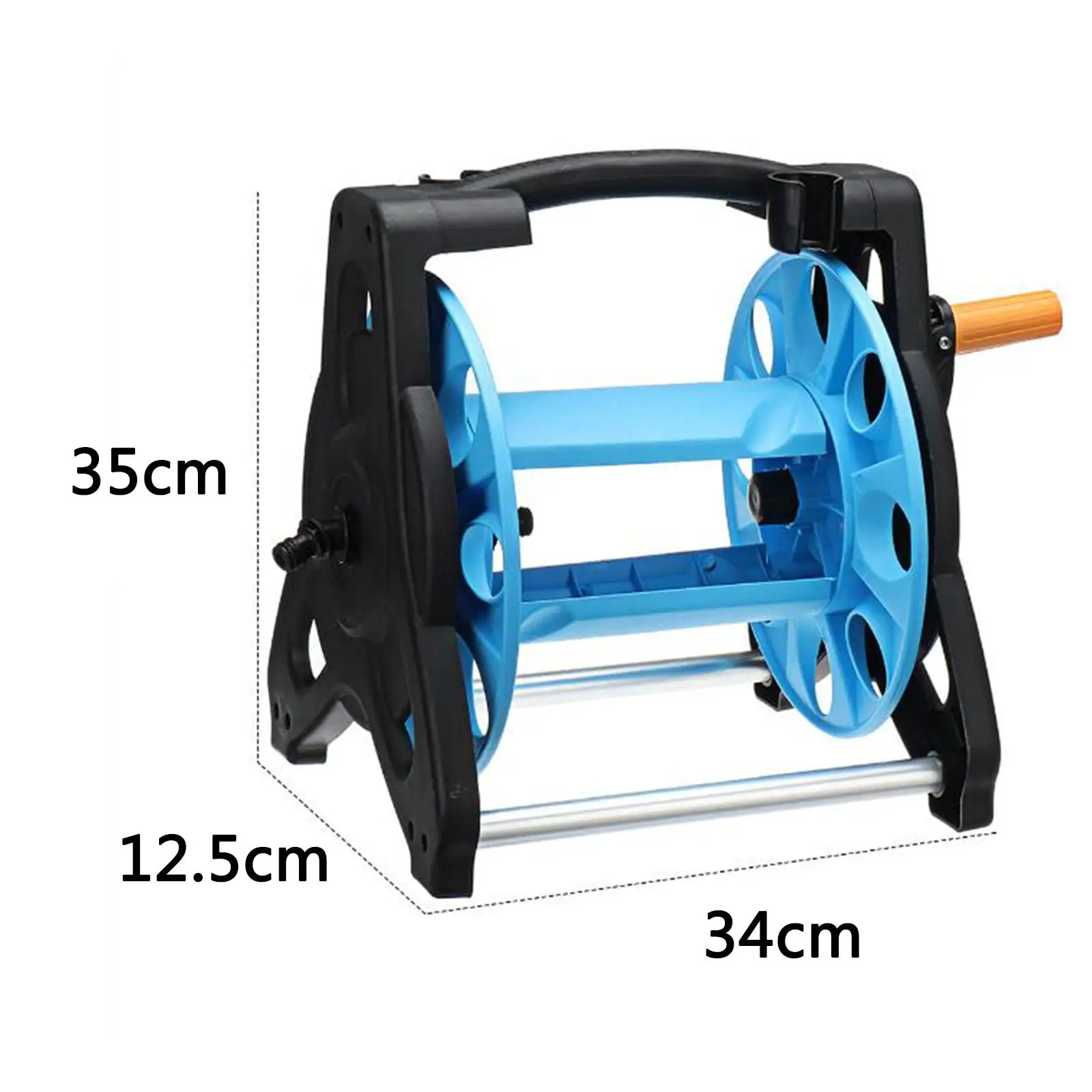 Hand Crank Rewind Garden Hose Reel Cart Holder Pipe Spray Nozzle Organizer