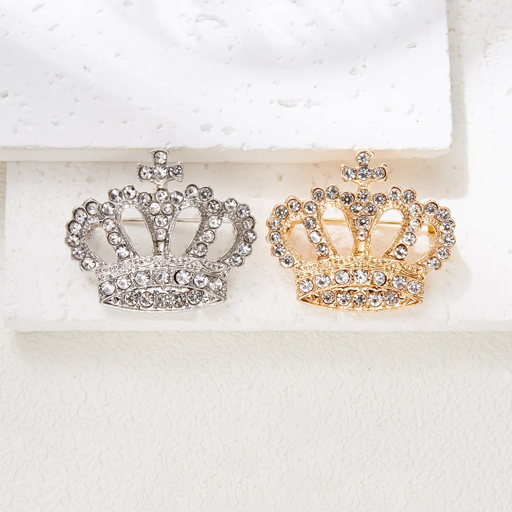 أزياء حجر الراين تاج دبابيس للنساء الذهب اللون شارة دبابيس الملابس حقيبة مجوهرات اكسسوارات