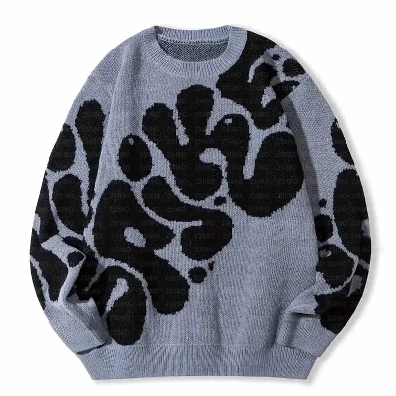 Jersey de punto con bordado de letras y cuello redondo, simple Otoño e Invierno uso diario, diseño suelto para suéter de exterior