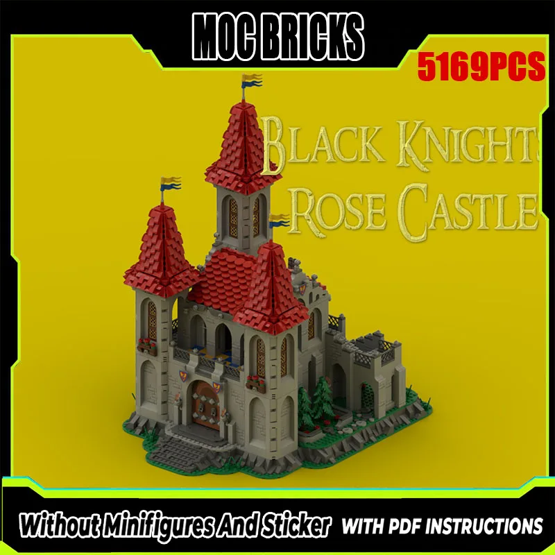 

Moc Building Blocks Medieval Architecture Model Black Knight Rose Castle Modular Building Blocks Festival Gift Toy DIY Set