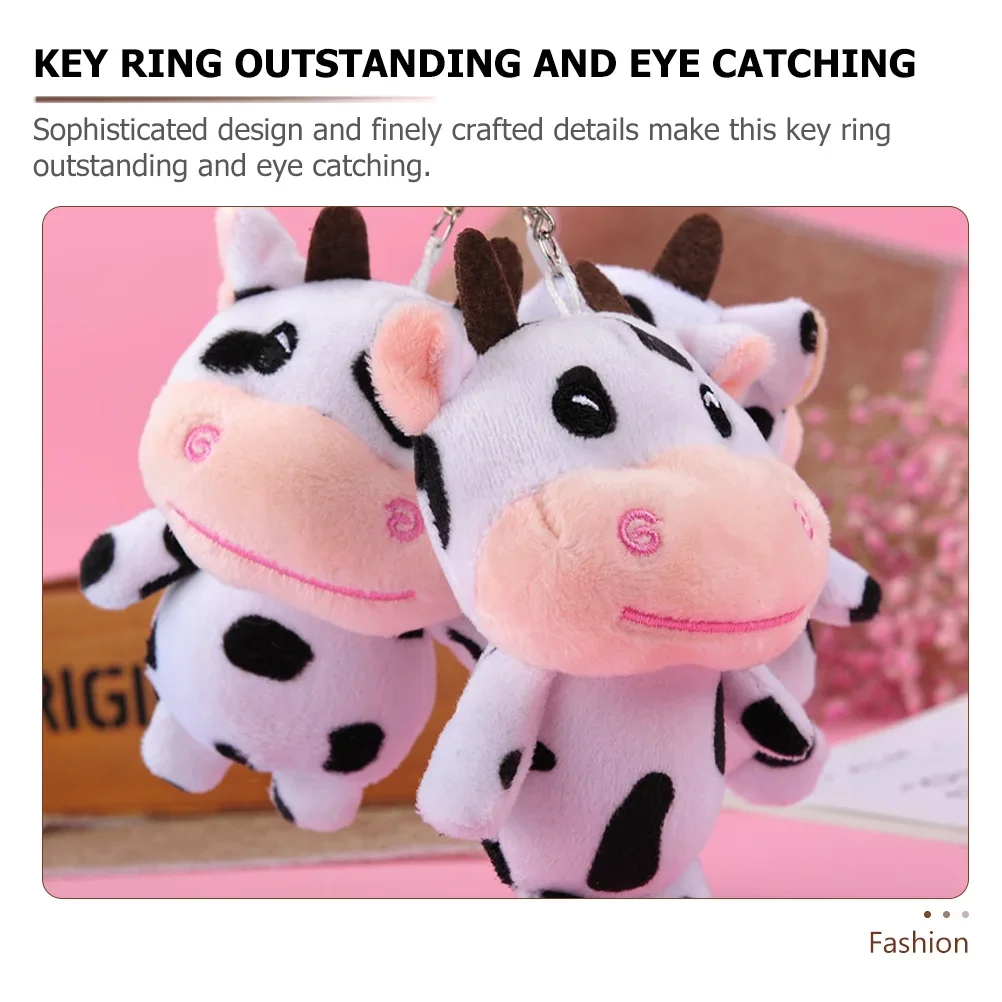 Couples Gifts Stuffed Animal Keychain Cartoon Plush Cow Pendant Key Chain Wallet Key Ring Decoration Handbag Pendant