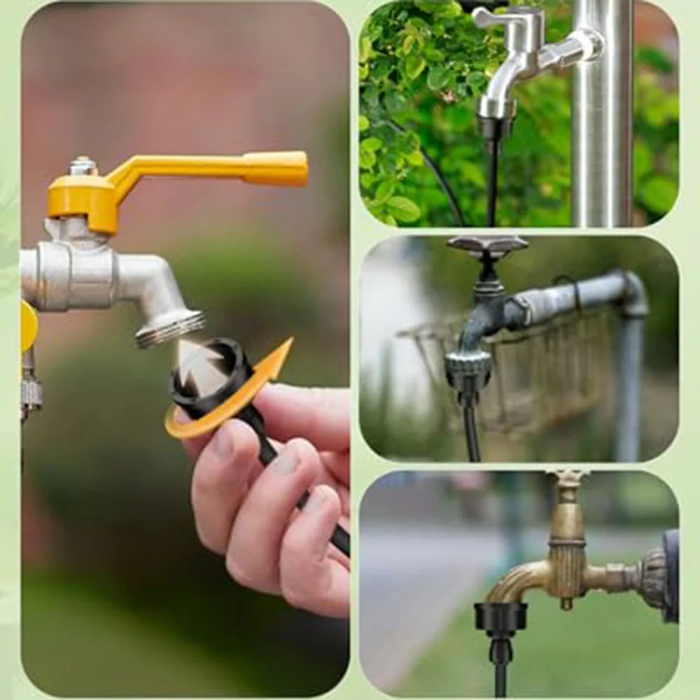 10 Piece Drip Irrigation Faucet Adapters for GHT 3/4 Inch Faucets and 1/4 Inch Tubing Push Fit Quick Connect ABS Plastic