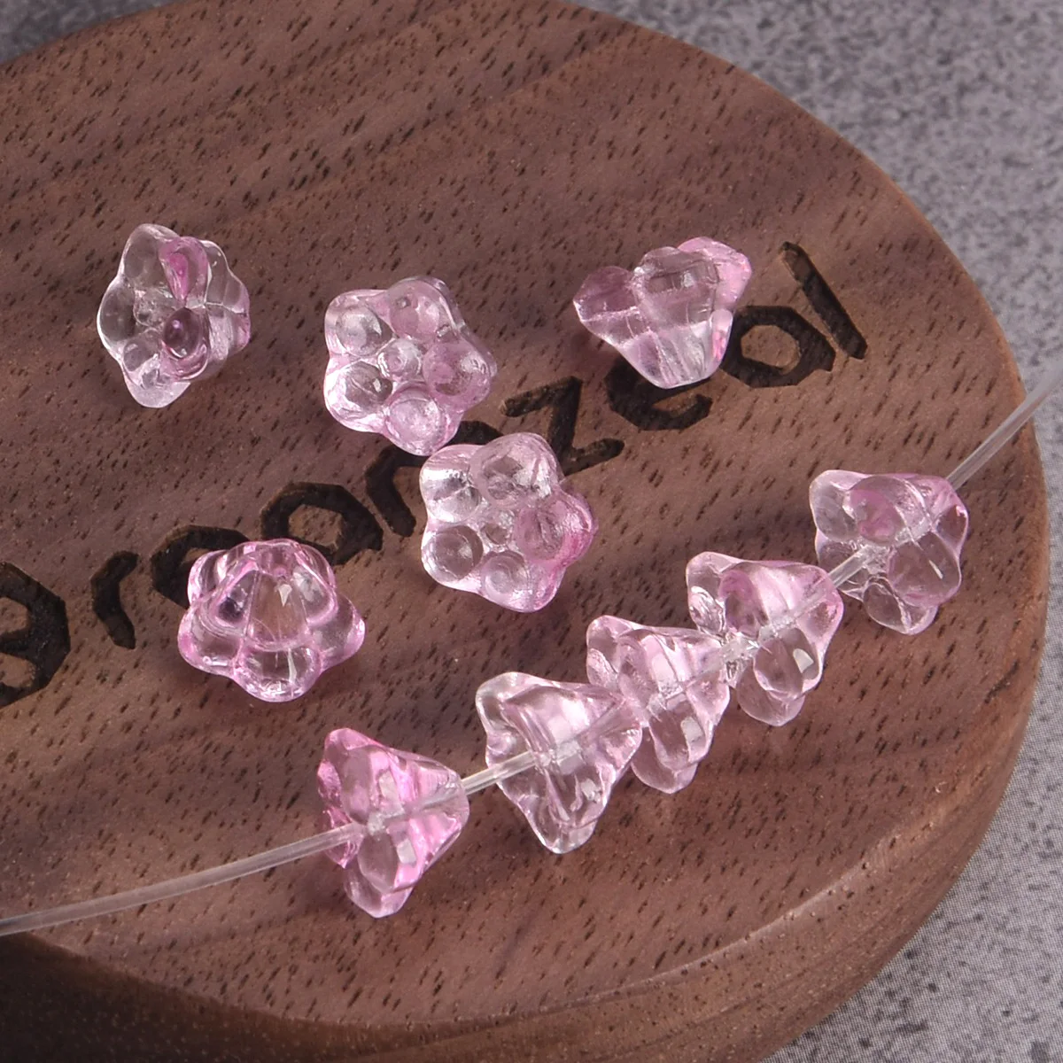 20pcs Light Pink 8x6mm Flower Bud Shape Crystal Glass Loose Spacer Beads For Jewelry Making DIY Earring Crafts Findings