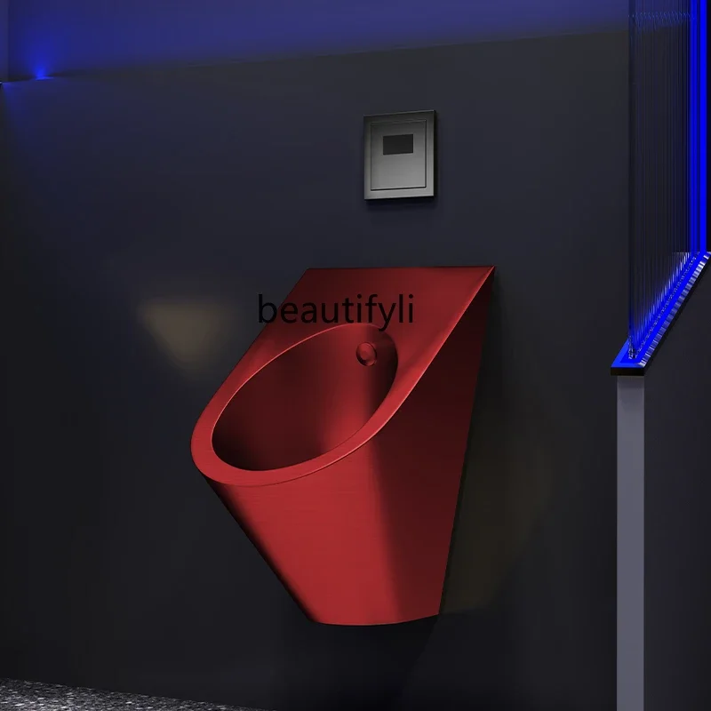 Red automatic intelligent induction stainless steel urinal hanging men's urinal household adult urinal