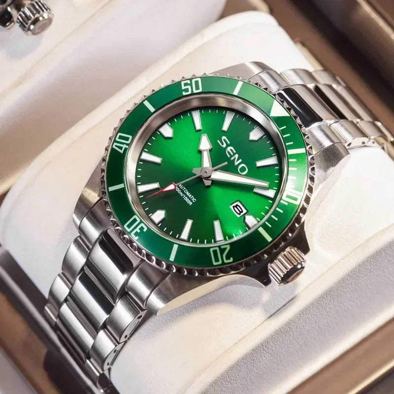 

Лидер продаж, ночник, водонепроницаемые часы с зеленым водным призраком, мужские кварцевые часы с календарем, мужские часы