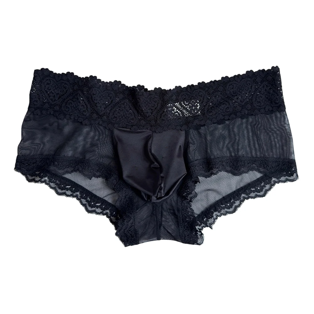 

Men Ice Silk Lace Seamless Briefs Glossy 3D Pouch Lightweight Sexy Ultra Thin Comfortable Daily Wear Panties For Men