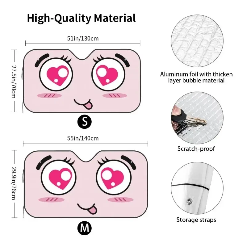 مظلة شمسية مخصصة للزجاج الأمامي للسيارة مطبوعة بالكامل |   عزل الحرارة للحماية من الأشعة فوق البنفسجية |   بوليستر + رقائق الفقاعات - مقاسين مع أكواب شفط