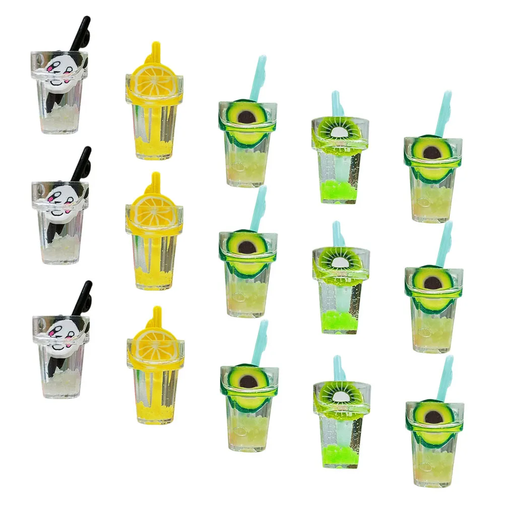 

15Pcs Miniature Beverage Fake Drinks Decorative Ornament Set for Mini House Kitchen Pretend Play Artificial Food