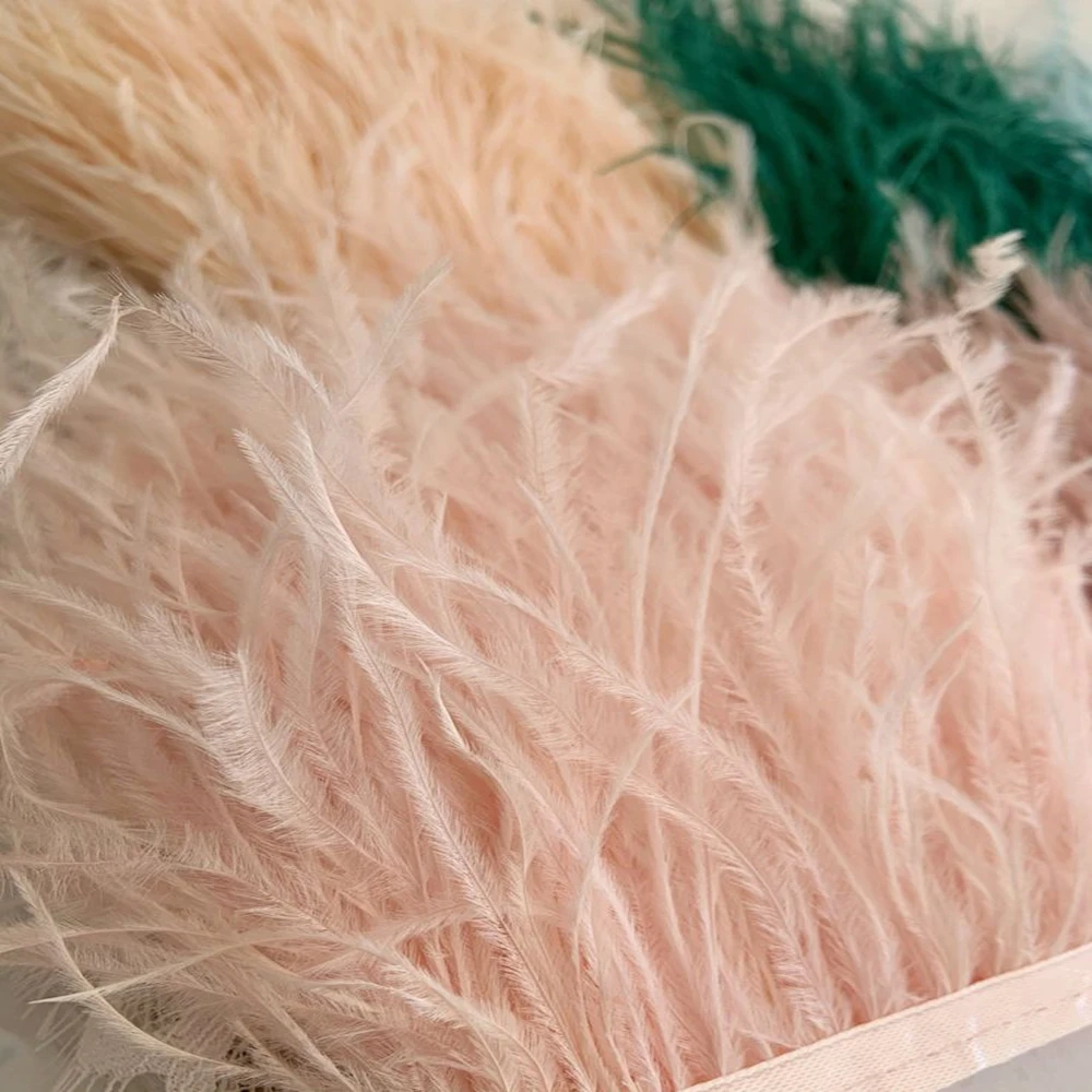 52 Colors High Quality Ostrich Feathers Trim Fringe Fluffy Ostrich Feather Ribbon Lace Party Clothing Decoration plume Trims