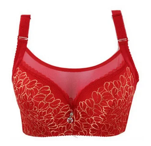 Women Sexy Lace Brassiere  Big Size Push Up Intimates Female Bra Tops Lingerie 85 90 95 100 C D Red Black Blue Super Underwear