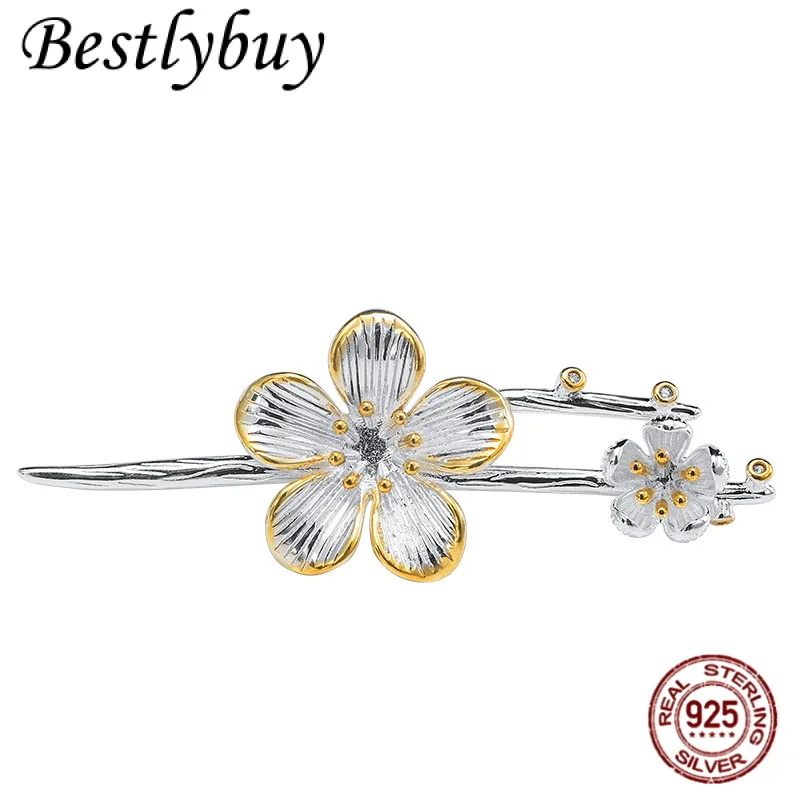 

Новая серебряная модная персонализированная брошь с цветком S925, простой воротник для платья, игла, женский легкий роскошный подарок