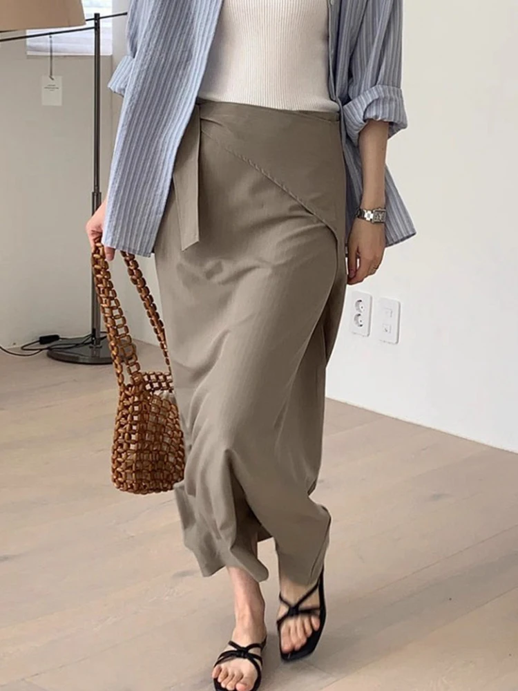 

ZHISILAO New High Waist Long Straight Skirts Women Vintage Office Lady A-line Skirts Autumn 2025 Chic