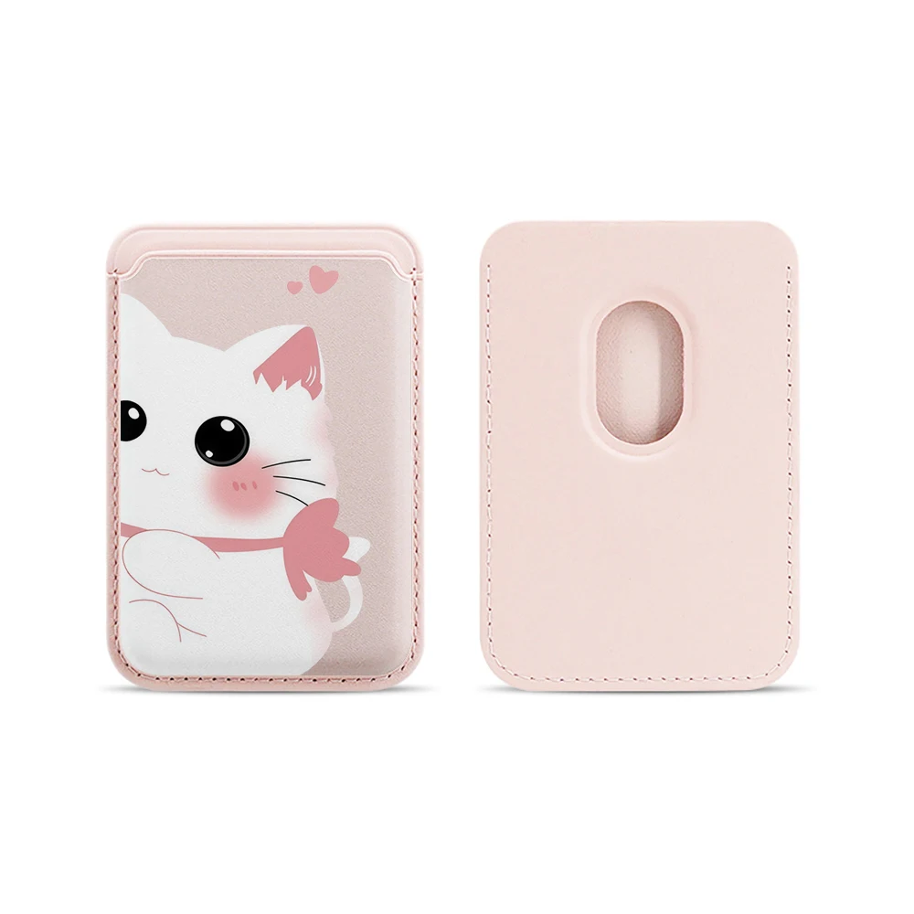 Elegante Katzen-Leder-Kartenhalter-Handyhülle für Magnetische Hüllen, Geeignet für alle iPhone Magsafe-Karten-Handy-Rückseiten-Taschen – Detail 16