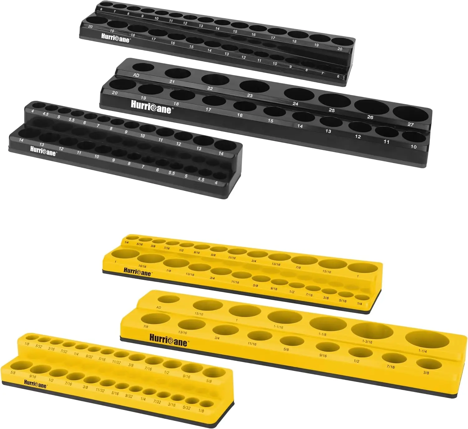 

Magnetic Socket Organizer Set, 6 Piece Socket Holder Set Includes 1/4', 3/8', 1/2' Drive Metric SAE Socket Trays
