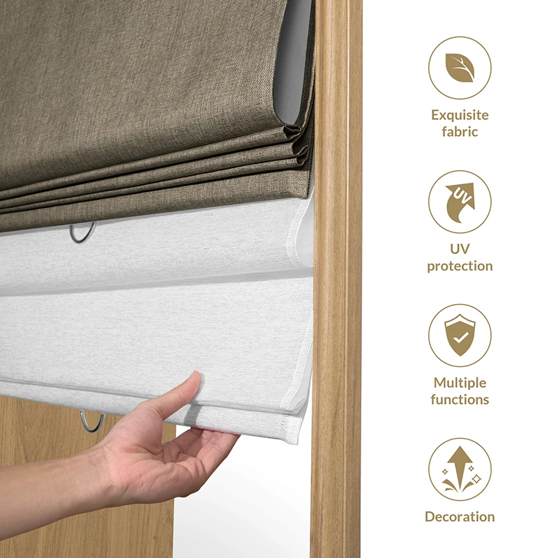 Two-in-one Double-layer Roman Blinds 2025 New Product, Beautiful, Luxurious and Easy to Install in the House and Office