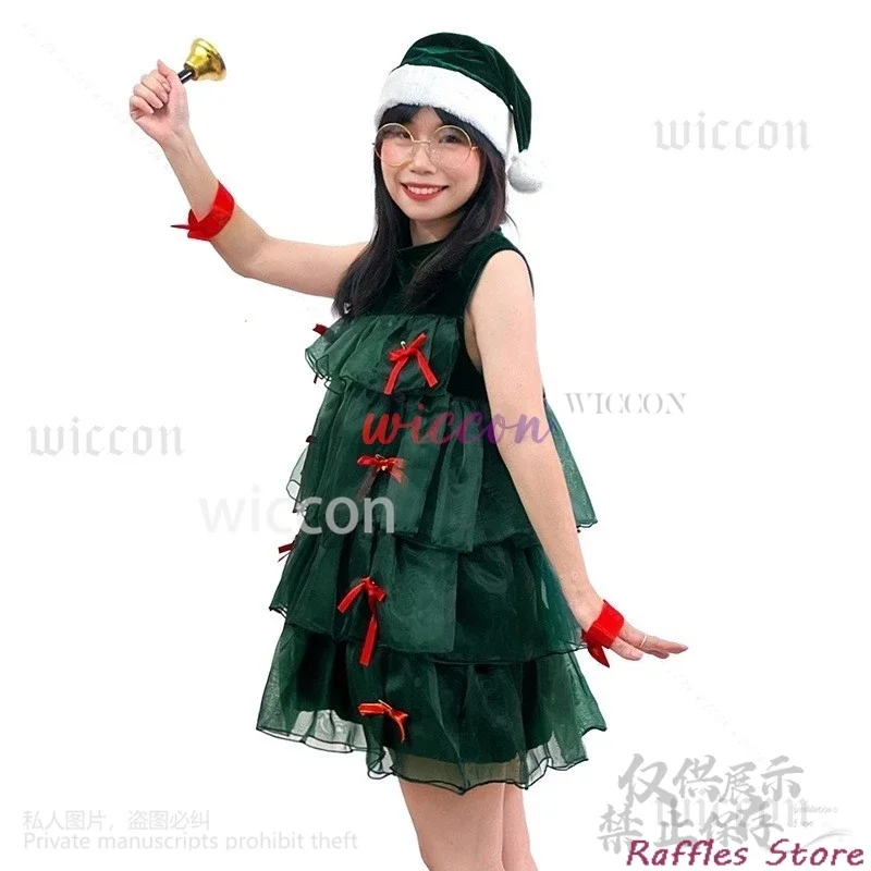 MN1 2024 Christmas Costume Cosplay Anime Dress Lolita Kawaii Holiday Party Dance Suit Green Lace Dress For Woman Girls Cust9 * J