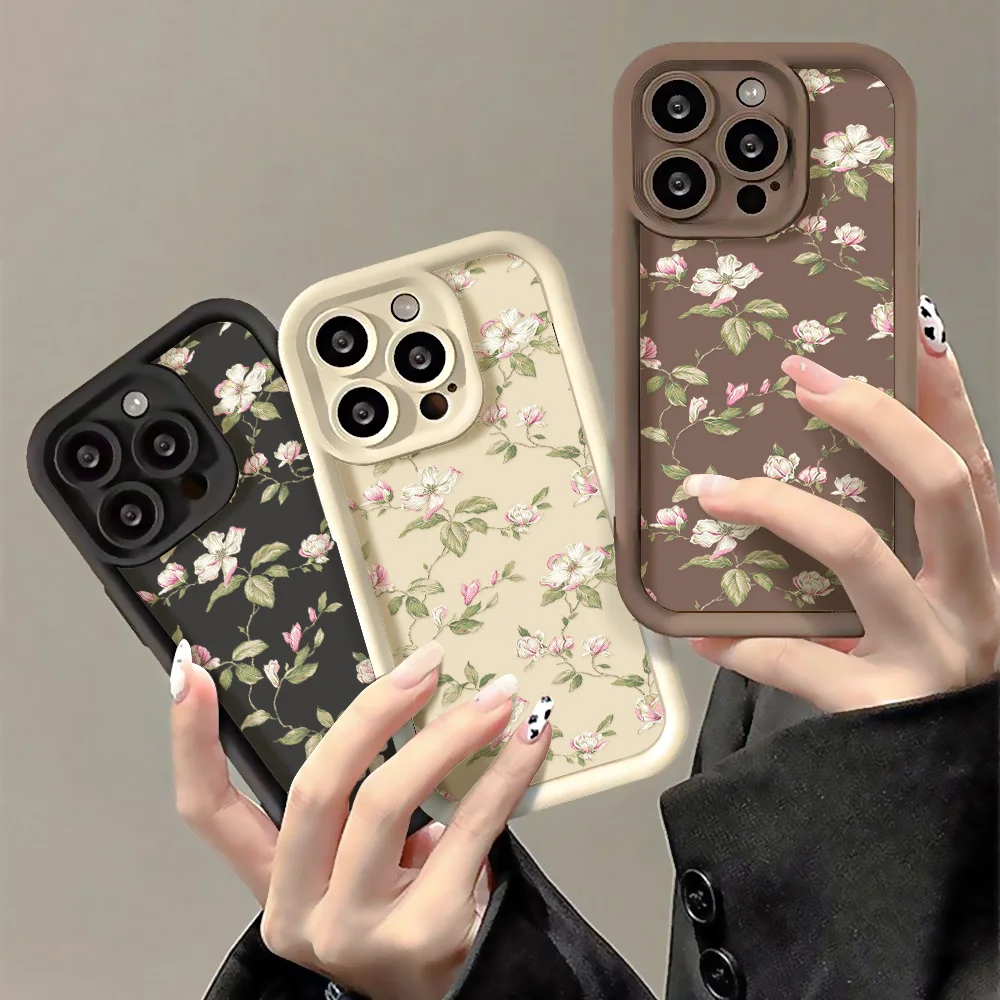 Luuxry Flower Silicone Soft Phone Case For iPhone 12 Funda 13 11 15 14 Pro Max X XR XS 7 8 SE Plus 13pro 15pro Protective Cover image 4
