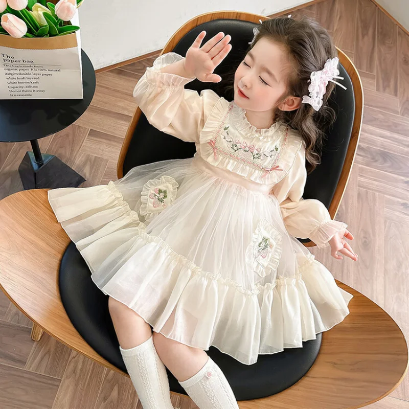 

2024Autumn New girls' fashionable Lolita Korean style sweet princess dress