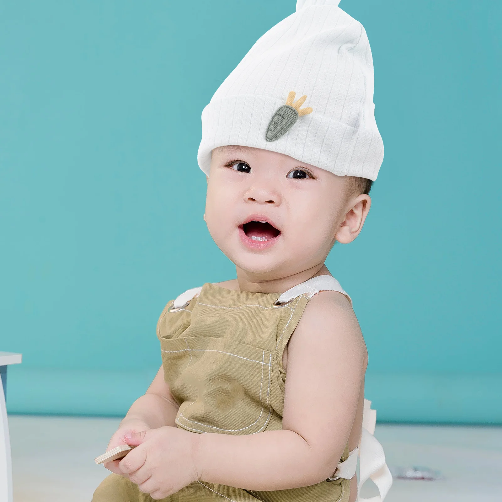 

Newborn Baby Girl Beanie Infant Hat Soft Cotton Double Layer Bunny Ear Cap Warm Rabbit Ear Hospital Nursery Headwear