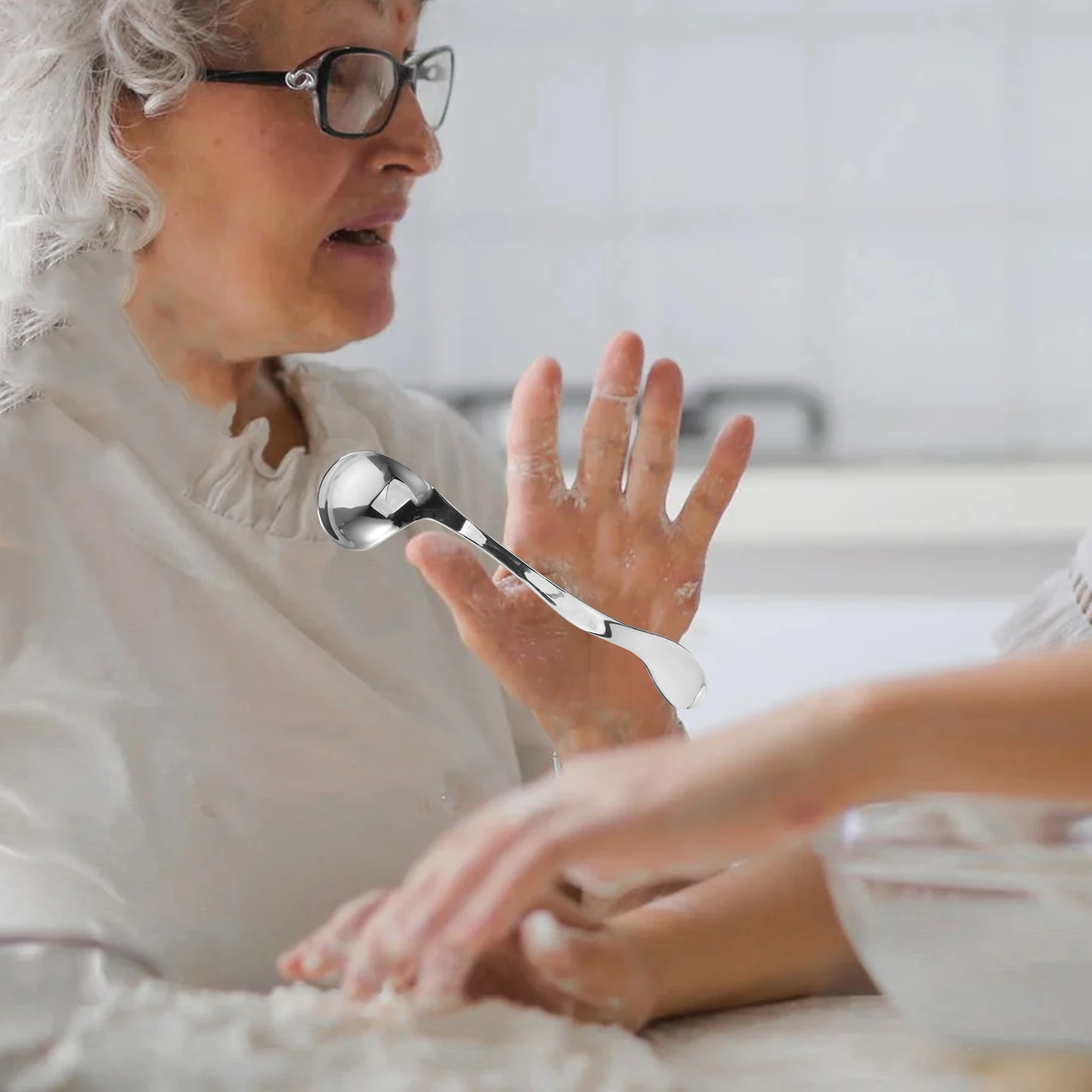 

Curved Handle Spoon for Elderly and Disabled Adaptive Utensil with Deep Scoop Comfortable Grip for Arthritic Hands Independent