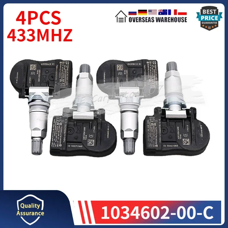 1034602-00-C Car Tire Pressure Monitoring System Sensor 4PCS For Tesla Model 3 S X TPMS 433MHZ 1034602-00-A 1074812-00-B