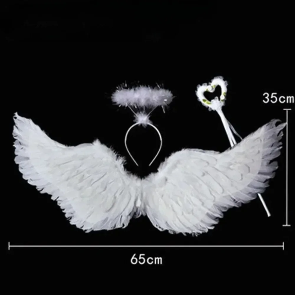 Anime Cosplay Angel Wings White Feather Devil Wings Swallow Shaped Kids Adult Performance Feather Wings Bride Flower Child Dress