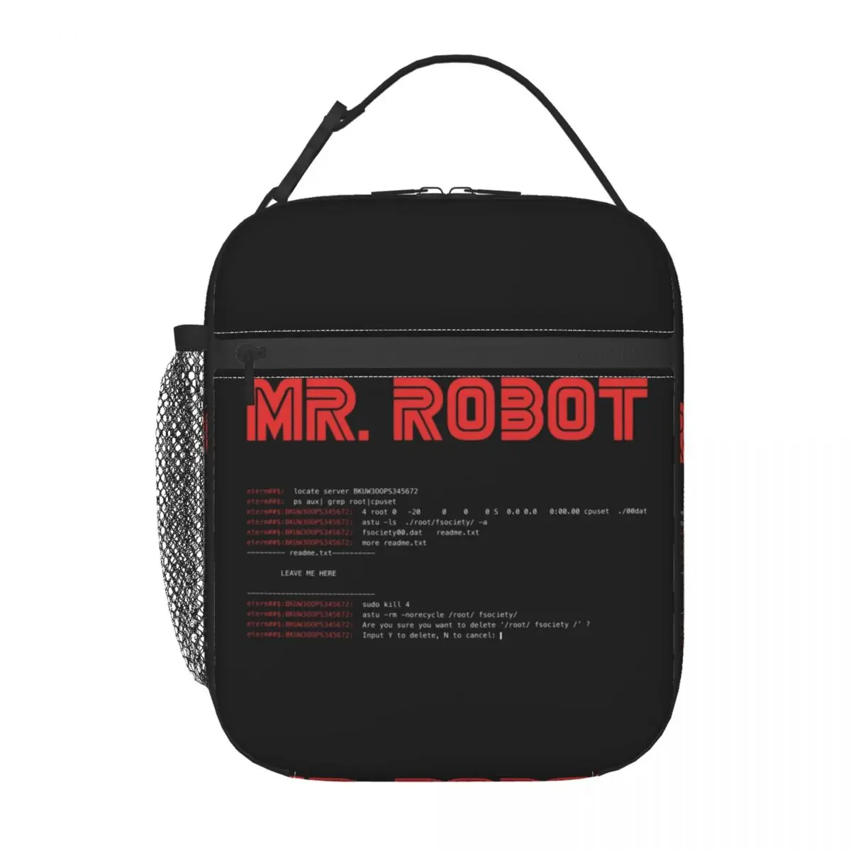 Mr Robot Crazy Insulated Lunch Bag for Women Resuable Arch Linux Programmer Cooler Thermal Bento Box Beach Camping Travel