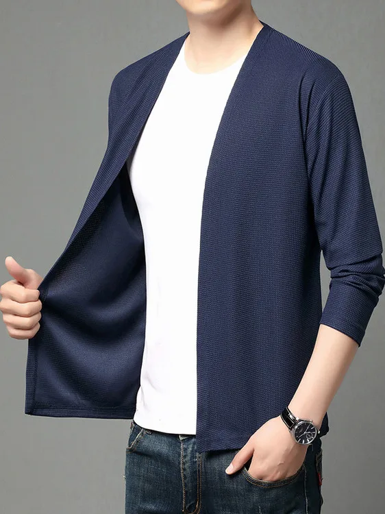 

Men's Faion Casual V-Ne Knitted Open Cardigan Top Loose Versatile Simple Color Outerwear Autumn New Arrival