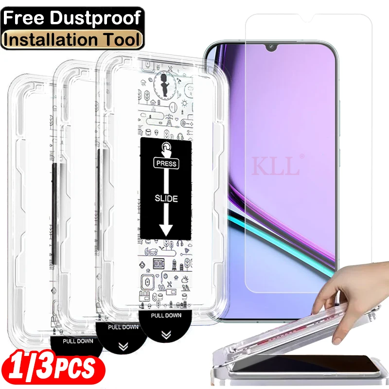 

1-3pcs Easy Install Dust Free HD Clear Protective Glass for Realme Note 60 Note 50 V60 V50S Narzo 30A Screen Protector Cover