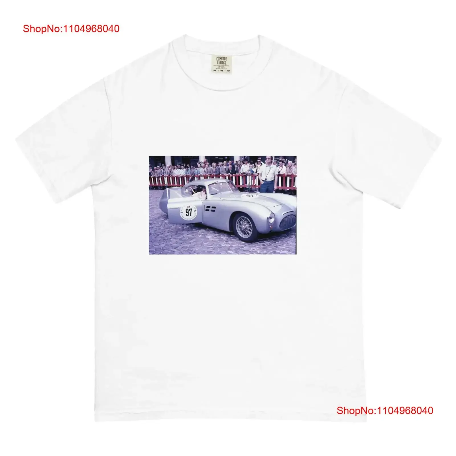 Camiseta vintage con fotografía de la Cisitalia 202 CMM de 1947, lavada, para uso diario, estilo streetwear informal y elástico.