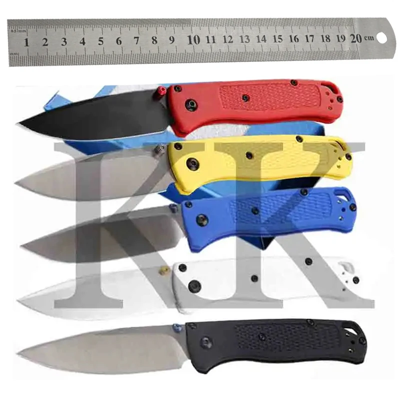 Cuchillo Plegable EDC BM 535 Bugout, Hoja Negra/Blanca, Cuchillo Portátil para Exteriores, Navaja, Herramientas Manuales de Rescate