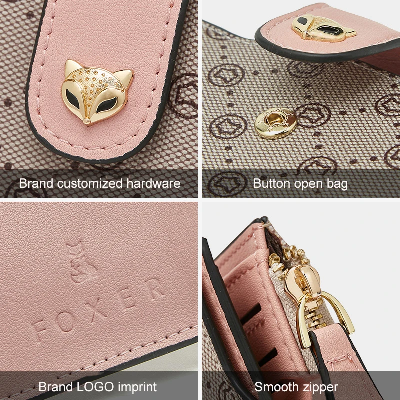 FOXER نساء موضة توقيع محفظة قصيرة 2025 جديد حرف واحد فقط حامل بطاقة الإناث سيدة محفظة صغيرة محفظة نسائية للعملات المعدنية كهدية