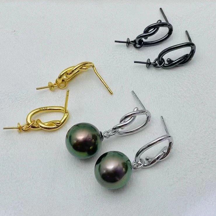 Wholesale 925 Sterling Silver Earrings Mount Findings Settings Base Mounting Parts Accessory for 8-12mm Pearls